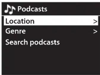 Podcasts Location > Genre > Search podcasts