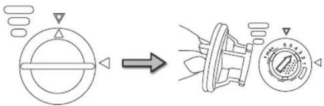 Diagram illustrating the process of a valve mechanism with labeled components and directional arrow