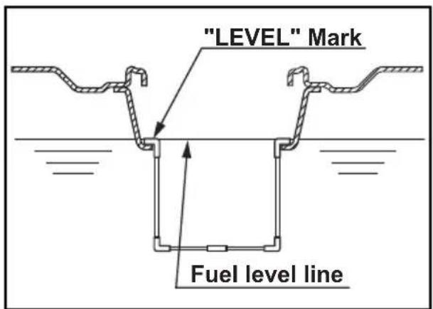 "LEVEL" Mark Fuel level line