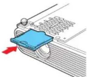Technical diagram showing a blue component with red arrow indicating direction, likely illustrating a mechanical or electrical component.