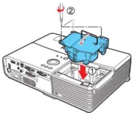 Diagram of an electronic device with labeled components and directional arrows indicating assembly or operation