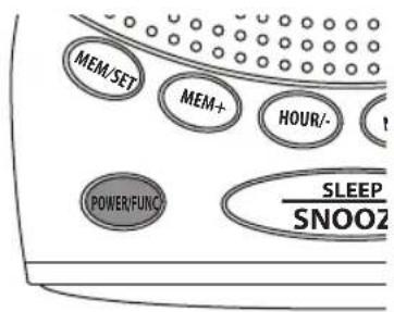MEM/SET MEM+ HOUR/- POWER/FUNC SLEEP /SNOOZ