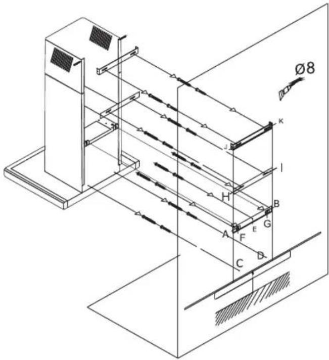 Technical diagram of a mechanical or architectural assembly with labeled components and directional arrows indicating flow or movement.