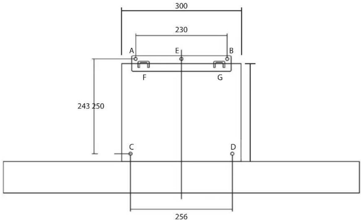 300 230 A E B F G 243 250 C D 256