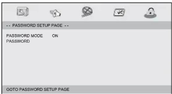-- PASSWORD SETUP PAGE -- PASSWORD MODE ON PASSWORD GOTO PASSWORD SETUP PAGE