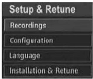 Setup & Retune Recordings Configuration Language Installation & Retune