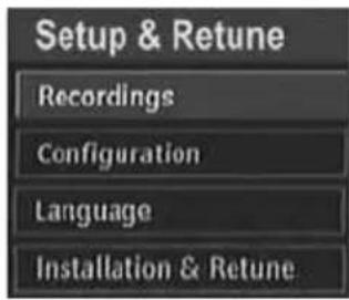 Setup & Retune Recordings Configuration Language Installation & Retune
