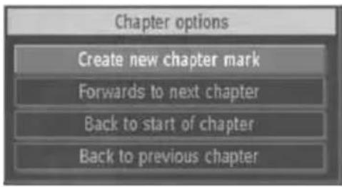 Chapter options Create new chapter mark Forwards to next chapter Back to start of chapter Back to previous chapter