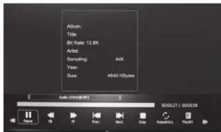 Album: Title: Bit Rate: 12.8K Artist: Sampling: 44K Year: Size: 4640 KBytes Ade: 1000.00 MHz 0500.27 / 0000.58