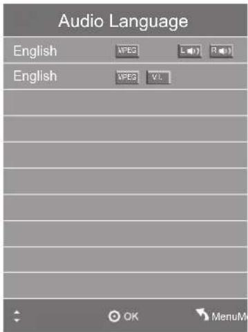 Audio Language English VPEC L R English VPEC V1. OK MenuM