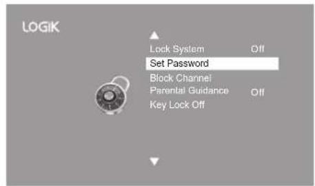 LOGIK Lock System Off Set Password Block Channel Parental Guidance Off Key Lock Off