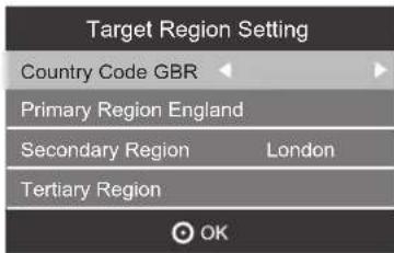Target Region Setting Country Code GBR Primary Region England Secondary Region London Tertiary Region OK