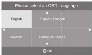 Please select an OSD Language English Español Français Deutsch Português Italiano OK