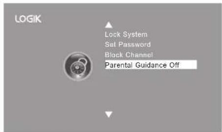 LOGIK Lock System Set Password Block Channel Parental Guidance Off