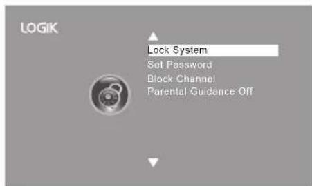 LOGIK Lock System Set Password Block Channel Parental Guidance Off