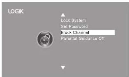 LOGIK Lock System Set Password Block Channel Parental Guidance Off