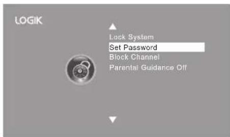 LOGIK Lock System Set Password Block Channel Parental Guidance Off