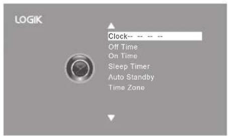 LOGIK Clock-- -- -- Off Time On Time Sleep Timer Auto Standby Time Zone