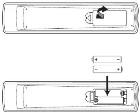 Diagram showing a device with battery and switch components, including polarity indicators and directional arrows.