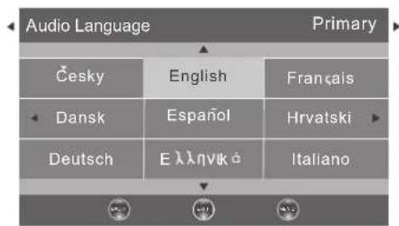 Audio Language Primary Česky English Français Dansk Español Hrvatski Deutsch Eλληνικά Italiano