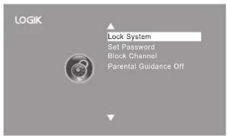 LOGIK Lock System Set Password Block Channel Parental Guidance Off