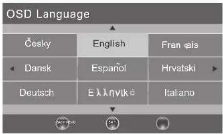 OSD Language Česky English Fran çis Dansk Espanõl Hrvatski Deutsch Eλληνικά Italiano