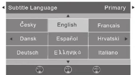 Subtitle Language Primary Česky English Français Dansk Español Hrvatski Deutsch Eλληνικά Italiano