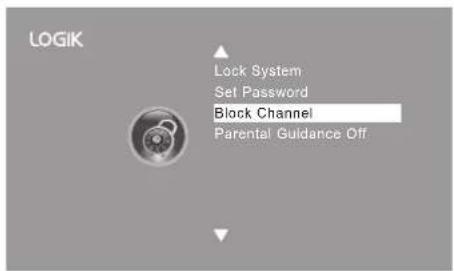 LOGIK Lock System Set Password Block Channel Parental Guidance Off