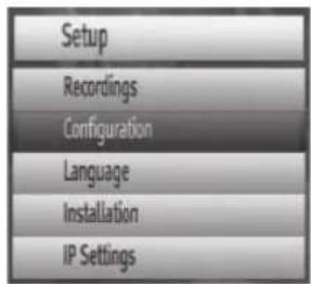 Setup Recordings Configuration Language Installation IP Settings