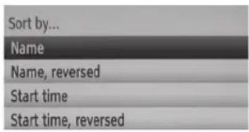 Sort by... Name Name, reversed Start time Start time, reversed