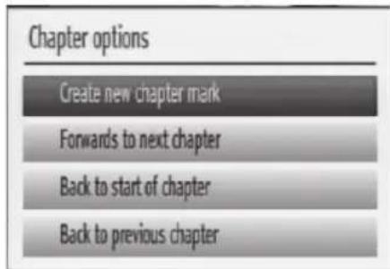 Chapter options Create new chapter mark Forwards to next chapter Back to start of chapter Back to previous chapter