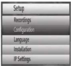 Setup Recordings Configuration Language Installation IP Settings