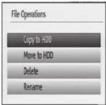 File Operations Copy to HDD Move to HDD Delete Rename