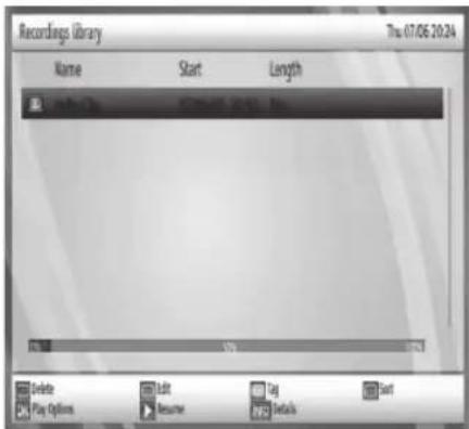 Recordings Library Date: 07/06/2024 Name Start Length 123458-07-06 20:43 Delete Play Options Edit Tag Start Resume Details