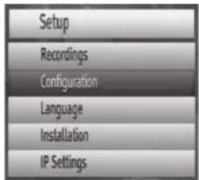 Setup Recordings Configuration Language Installation IP Settings
