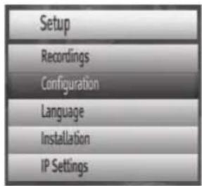 Setup Recordings Configuration Language Installation IP Settings