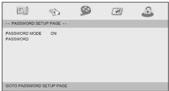 -- PASSWORD SETUP PAGE -- PASSWORD MODE ON PASSWORD GOTO PASSWORD SETUP PAGE
