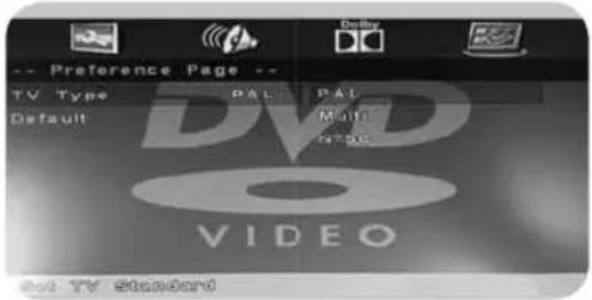 -- Preference Page -- TV Type PAL PAL Default MON VIDEO Hot TV Standard