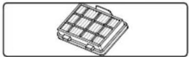 Line drawing of a multi-compartment battery pack (no text or symbols)