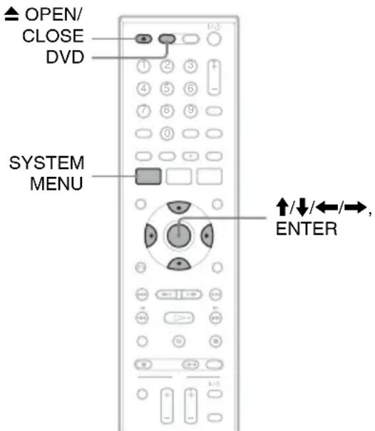 OPEN/CLOSE DVD SYSTEM MENU ↑/↓/←/→, ENTER