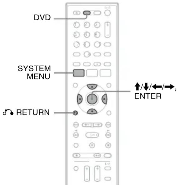 DVD SYSTEM MENU RETURN ↑/↓/←/→, ENTER