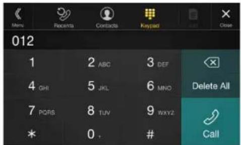 012 1 2 ABC 3 DEF 4 QHI 5 JKL 6 MNO Delete All 7 PQRS 8 TUV 9 WXYZ Call * 0 . #