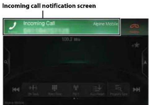 Incoming call notification screen Incoming Call Alpine Mobile 100.3 Mile