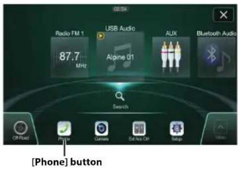 GSTM Radio FM 1 USB Audio 87.7 MHz Alpine Q1 ALUX Bluetooth Audio Search Off Read Phone Camera Est Air On Setup [Phone] button
