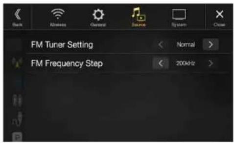 FM Tuner Setting Normal > FM Frequency Step 200kHz >