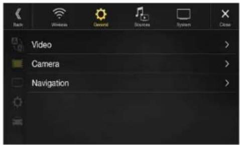Back Wireless General Sources System Close Video Camera Navigation