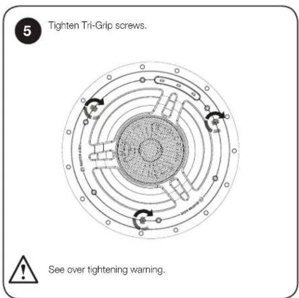 5 Tighten Tri-Grip screws. See over tightening warning.