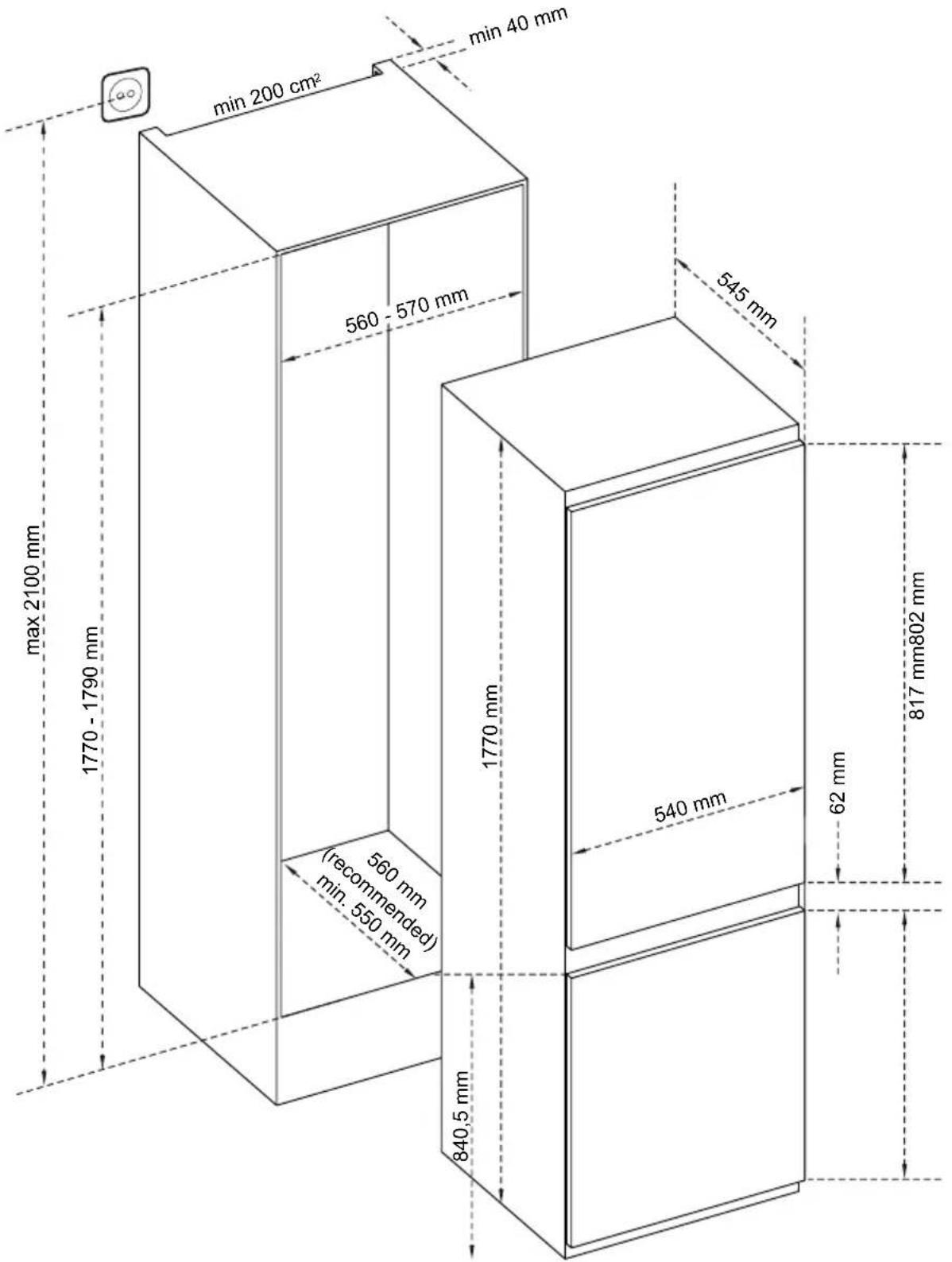 | Dimension | Value | | ----------------- | --------- | | Total Width | max 2100 mm | | Total Width (Top) | 1770 - 1790 mm | | Total Width (Bottom) | 840.5 mm | | Total Width (Top) | 560 mm | | Total Width (Bottom) | 817 mm | | Total Width (Top) | 570 mm | | Total Width (Bottom) | 62 mm | | Total Wi…