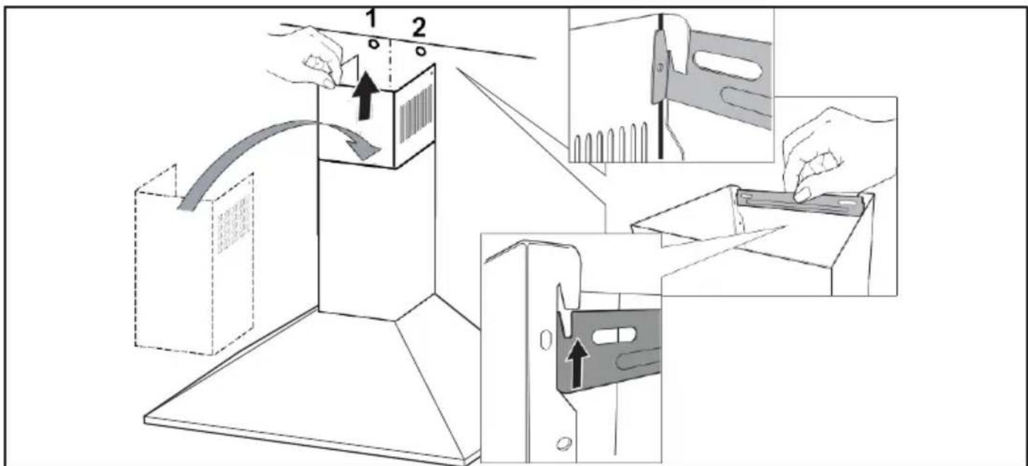 Diagram illustrating a door handle assembly process with labeled parts and directional arrows indicating movement or positioning.