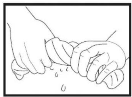 Line drawing of hands using a tool to lift or spread material (no text or symbols).